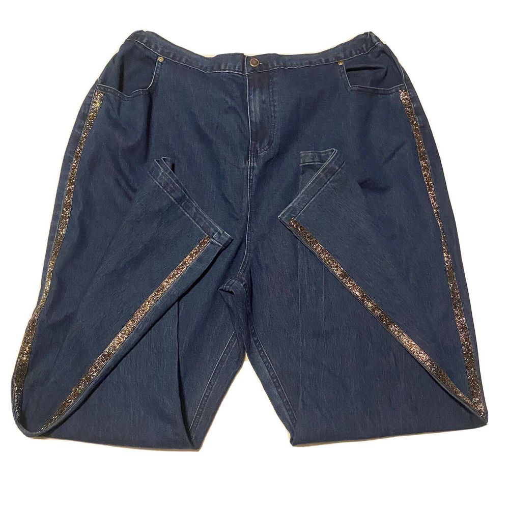 Denim Moves Women’s Bead Embellished High Rise Blue Jeans size 3x